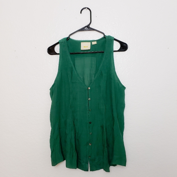 Anthropologie Maeve Saona Swing Pleated Tank Top - Picture 2 of 5